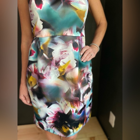 MONIQUE LHUILLIER DRESS FLORAL SZ 2 - Picture 13 of 13